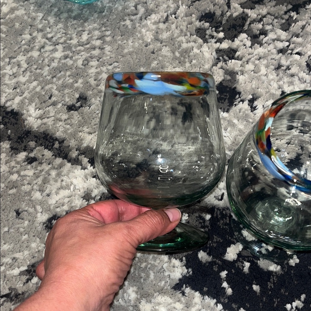 Colorful Rimmed Glass Goblets - Picture 3 of 4